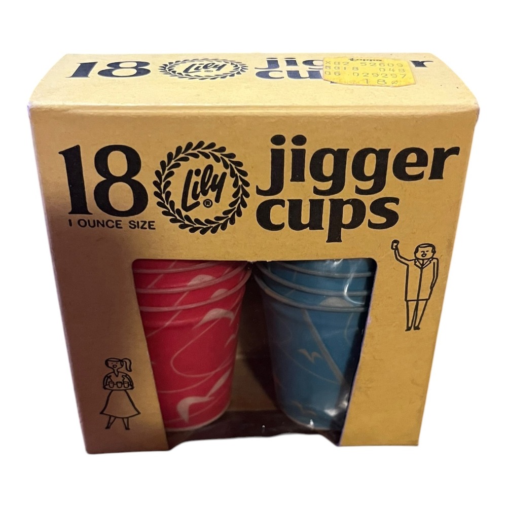 Vintage Lily Jigger Cups 18 Count‎ 1oz Paper Cups Pink Blue Mid Century Modern
